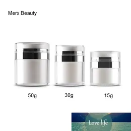 5pcs / parti 15g 30g 50g Pearl White Press Cosmetics Tom Acrylic Cream Jar Airless Bottle Container, Högkvalitativ Kosmetik Förpackning