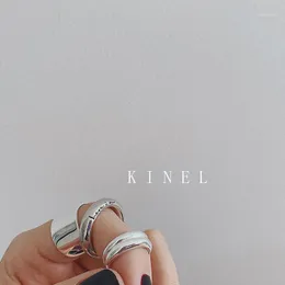 Anelli a grappolo Kinel S925 Argento sterling Chic Logo inglese Anello spesso Minimalista Ampio lucido Coda aperta congiunta Gioielli antichi 2021 1