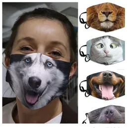 3D-imprimir máscaras de rosto protetora capa engraçado animal impressão lavável reutilizável adulto unisex design-pendurado máscaras com pm2.5 filtro yw5