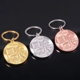 الذهب مطلي bitcoin عملة مفتاح سلسلة المال تذكارية تزيين المنزل أحدث كيرينغ قلادة تحصيل عملة الفن جمع هدية