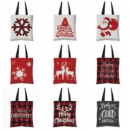 Weihnachtsgeschenktüte Damen Canvas Handtasche Wiederverwendbare Einkaufstasche Merry Christmas Fashion Tote Weihnachtsdekoration 21 Designs OEM verfügbar YG879