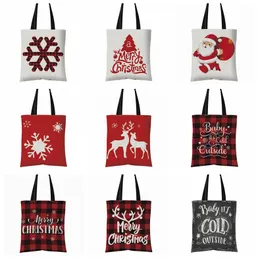 Borsa regalo di Natale Borsa donna in tela Borsa shopping riutilizzabile Buon Natale Moda Tote Decorazione natalizia 21 Disegni OEM Disponibile YG879