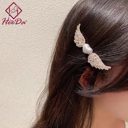 Fermagli per capelli Barrettes Ragazze coreane Graceful Pearl Wing Forcine da donna Set lucido Auger Fun Accessori Donna Creative Feather Bomb Pin 202