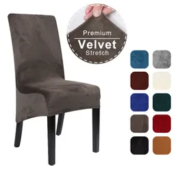 Velvet XL Size Long Back Chair Cover Spandex Dining Chair Slipcover Large Elastic Stretch Case for Chair Kitchen Banquet Wedding 201119