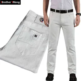2020 летние новые мужские белые джинсы мода повседневные эластичные тонкие джинсовые брюки мужские бренды G0104