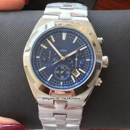 Высококачественные НОВЫЕ зарубежные 5500V/110A-B148 автоматические мужские часы с синим циферблатом, серебряным корпусом, браслетом из нержавеющей стали, мужские спортивные часы