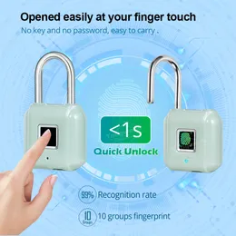 Futers USB Intelligent Fingerprint Cadeado rapidamente Desbloquear Smart Anti-Theft Bloqueio de porta À Prova D 'Água Liga de Zinco Y200407