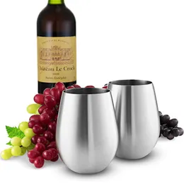 17oz Wine Glass Egg Shaped Water Tumbler 500ml Coffee Beer Mug Single Layer 18/8 Stainless Steel Juice Icecream Cup UV and Paint Coating