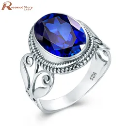 Сапфировое кольцо из стерлингового серебра 925 пробы, овальные кольца «сделай сам» с драгоценными камнями для женщин, винтажные роскошные ювелирные изделия, аксессуары для свадьбы и помолвки