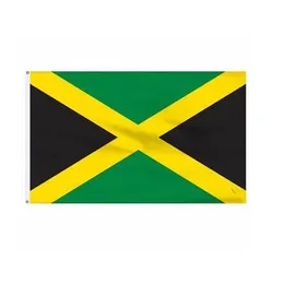 Jamaica Flags 3x5ft National Banners för dekoration Present Double Stitching Inomhus eller Outdoor Polyester Advertising Promotion