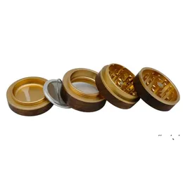 Walnut smoke grinder Aluminum alloy with wood smoking sharpener 63mm Four-layer High quality smokes pulverizer JJD13588