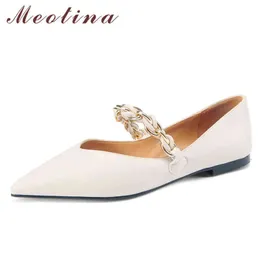 Couro Natural Feminino Mary Janes Sapato Feminino Bicudo Sapato Casual Corrente Outono Bege Preto 2 9