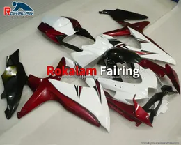 Para Suzuki GSXR600 GSX-R750 08 09 10 GSXR750 GSX-R600 2008 2009 2010 K8 Red White Fairings Body Kits (moldagem por injeção)