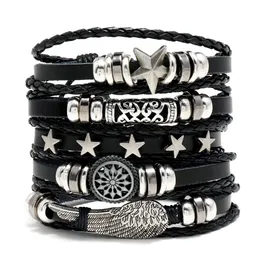 Vävd mode handgjorda män armband manliga kvinnor läder armband män bangle grossist smycken gåva 5st / set