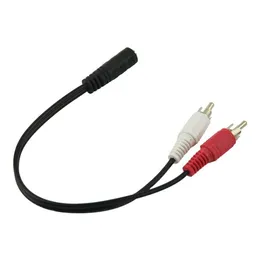 Fasdga 2 x RCA Male 1 x 3,5 mm stereo Kvinnliga kablar Y-kabel A17