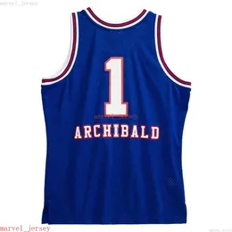 Özel dikişli Kansas City Nate Archibald #1 1975-76 Jersey Blue XS-6xl Mens Gerilemeleri Basketbol Formaları Ucuz Erkek Kadınlar