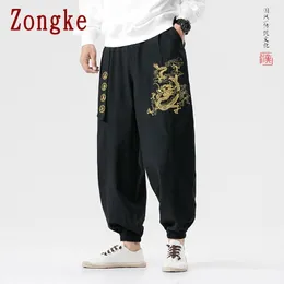 Zongke Dragon Embroidery Pants Men Joggers Men Men Pants Streetwear Sweatpants Harem Pants Men Ounsers 5XL 2022 Spring220212