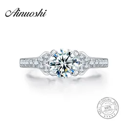 Ainoinhi 1 Carat Vintage Round Cut Ring Engagement Lover Promise Ringar Kvinnor Lady Anel Feminino 925 Sterling Silver Wedding Ring Y200106