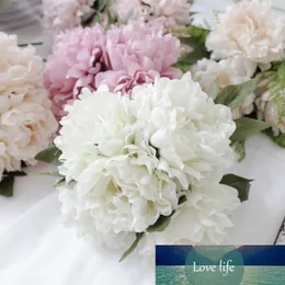 5pcs stora huvud konstgjorda blommor peony söt silke brud bukett falska blommor till hem bröllop diy dekoration vit parti leveranser