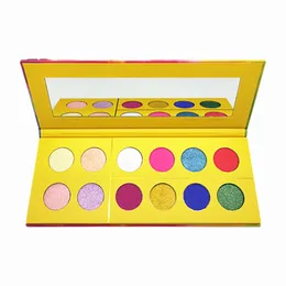 VMAE Wholesale No Logo 12 Colors Yellow BOX Luxury Eyeshadow Long Lasting Can Custom Private Label Makeup Eyeshadow Palette