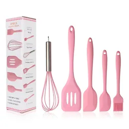 5PCS/Set Silicone Cooking Tool Sets Egg Beater Shovel Spatula Oil Brush Non-stick Kitchenware Kitchen Utensils Sets with Box 201223