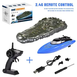 2.4G RC Simulation Crocodies Head Racing Лодка Игрушки Водяной Корабль Купание Toyelectric Водонепроницаемая Игрушка для Парки Пруды 201204