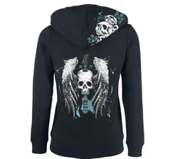 Mode Nya Kvinnor Pumpa Hoodies Sport Pullover Långärmad Vinter Snö Ytterkläder Utomhus Tryckt Skelett Zipper Coats Storlek S-2XL