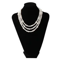 Hip-Hop Simple Pearl Necklace 6mm 8mm 10mm mixed pearls Beads Versatile Multi-size Necklaces