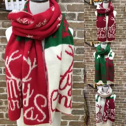 DHL Shipping 4 colors Elk Knit Scarf Woman Cartoon Christmas Knit Beanie Cap Cute Girl Crochet Scarves Outdoor winter warm Ski warm FY6180