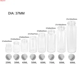 銀製のネジのアルミニウムキャップの食糧容器の瓶の瓶のザビルシーのQualtiveの60mlの25ml 30mlの40mlの50mlの60mlの70ml 80ml 90mlのミニガラスクリアボトル