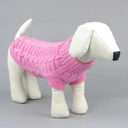 Autumn Winter Warm Pet Sweaters Fashion Solid Color Knitted Pet Apparel Teddy Bulldog Schnauzer Small Dog