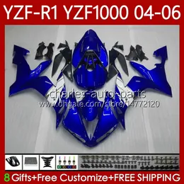 Motorcykel karosseri för Yamaha YZF-R1 YZF R 1 1000 CC 2004-2006 Bodys 89No.17 YZF1000 YZF R1 1000CC YZFR1 04 05 06 YZF-1000 2004 2005 2006 OEM Fairing Kit Blue White Blk