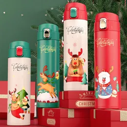 Großhandel 16Oz Weihnachten Unisex Erwachsene Kinder Flaschen Geschenke Doppel Wand Santa Claus Elk Isolieren Edelstahl Trinkkolben