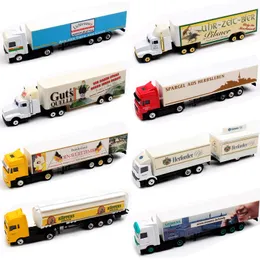 1:87 Scale high speed Small German Advertising vehicle Media container tow Truck diecast model Car Toys for kid's boy collection LJ200930