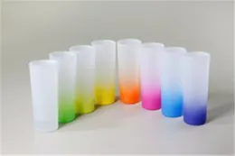 9 färger i lager sublimering vinglas 10oz ombre färgat frostat skottglas med gradient färgglad botten värmeöverföring utskrift tydlig champagne mugg diy c1