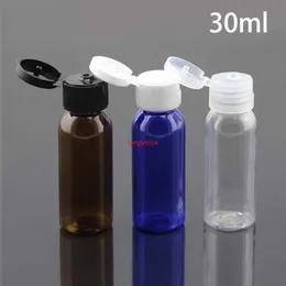 Vuoto 30ml Tappo a scatto Bottiglia di plastica Riutilizzabile Cosmetic Drop Container Crema per il trucco Toner per il viso Imballaggi da viaggio Bottiglie trasparenti di buona qualità