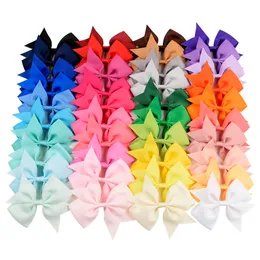 20-40pcs/lot Multicolor Solid Grosgrain Ribbon Bows with Clip Girls Handmade Boutique Clips Hairpins Hair Accessories