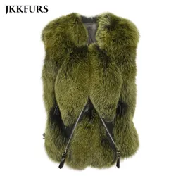 New Women's Gilet Real Fox Colete Fluffy Grésos de Pele Quente Pele de Inverno Moda Luxo Luxo Genuine Couro Natural Pele S7483 201212