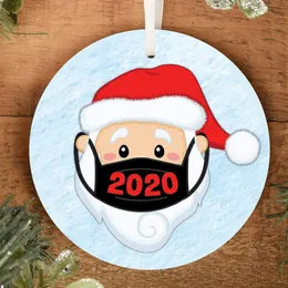 The latest Christmas ornaments, Christmas masks, Santa Claus Christmas tree hanging pendants, round wooden sign hanging, free shipping