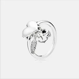 Jóias finas Autêntica 925 Sterling Silver Ring Fit Pandora Charme Âncora Anel Coração de Pena para Mulheres Engagement DIY Anéis de Casamento