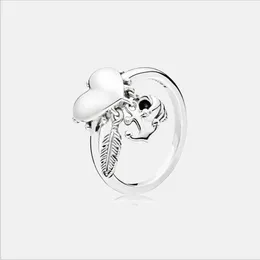 Jóias finas Autêntica 925 Sterling Silver Ring Fit Pandora Charme Âncora Anel Coração de Pena para Mulheres Engagement DIY Anéis de Casamento