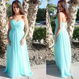 Mint Green Bridesmaid Dresses Tulle Sweetheart Neck Golvlängd Ruched Plats Maid of Honor Gown Bech Wedding Guest Wear