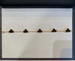 Bracciale a fascia punk con ciondolo in materiale oro V di qualità di lusso con agata naturale nera per regalo di gioielli da sposa da donna con bauletto PS3376A