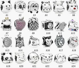 Womens 925 Sterling Silver Charms Fit Pandora Bracelet Style Top Quality Animal Series Lion Camera Tortoise Pineapple Lady DIY Beads With Original Box