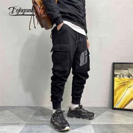 FOJAGANTO 2022 New Cargo Trousers Men High Street Multi-pockets Black Pants Thin Fitness Joggers Casual Fashion Sweatpants Male G220224