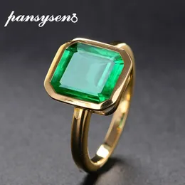 Pansysen 18K guldfärg Emerald Ringar för kvinnor Vintage Real Silver 925 Ring Mens Smycken Varumärken Årsdag Party Present Partihandel J1225