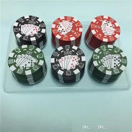 3 warstwy Poker chip w stylu chipów szlifierki palenia akcesoria do rur ziołowe ziołowe tytoń manualny gadżet papierosowy gadżet czerwony zielony czarny czarny 12pcs /partia