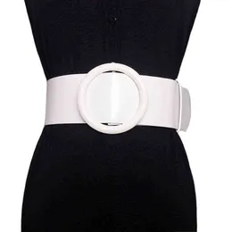 Klädtillbehör 2020 Nya Kvinnor Big Ring Wide Leather Belt för toppkvalitetsrem Jeans Feminin Kvinna Runda Spänne Bälten G220301