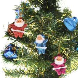 Juldekorationer 6st Söt glitter mini Santa Claus hängande dockor Trädparty Decor for Home1