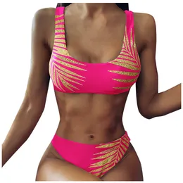 Best Selling Split Underwear Set Women Sexy Printing Push-Up Padded Biquini Tankini Sports Bathing Suit For Bather Traje de baño Y200708